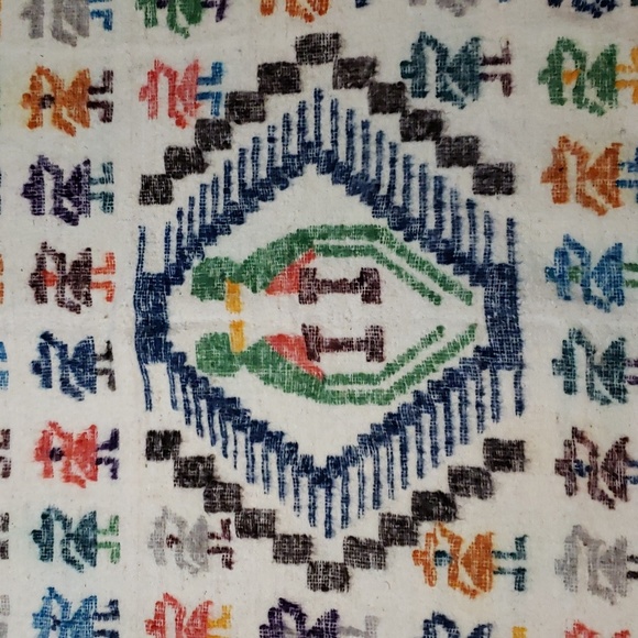 ❤ VINTAGE | Peruvian Wool Blanket Large Heavy Slubby Fringe - Picture 3 of 15